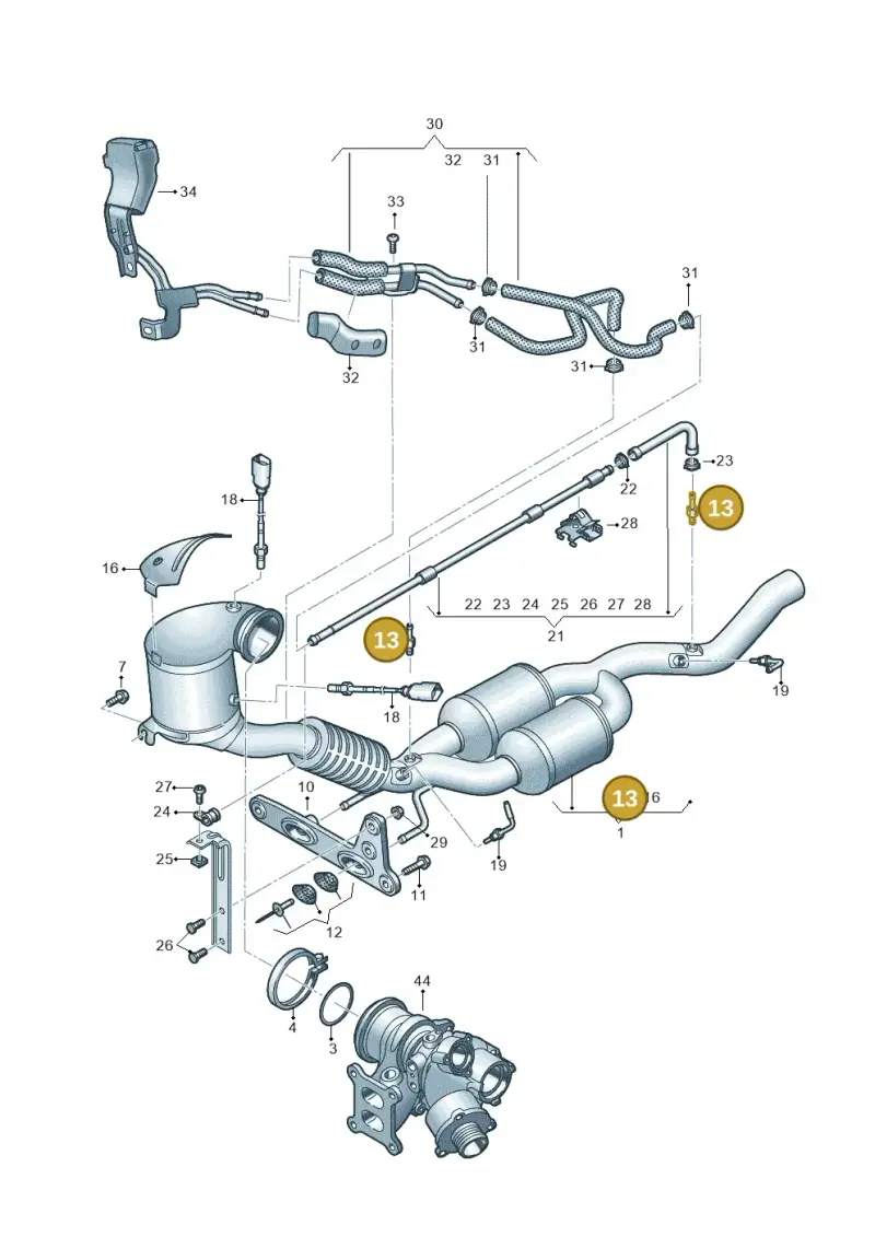 3Q0253574B — Audi Q3 quattro (2018-2019) diagram 597253340, position 13