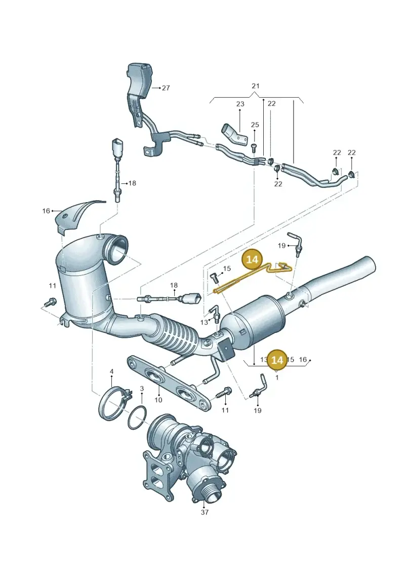 3Q0253574D — Audi TTS Coupe 2.0 (2014-2023) diagram 850253025, position 14