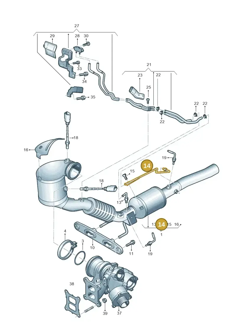 3Q0253574D — Audi TTS Coupe 2.0 (2014-2023) diagram 850253030, position 14