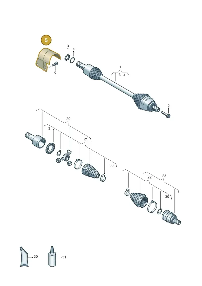 3Q0407721 — Audi A3 Sportback (2019-2021) diagram 884407600, position 5