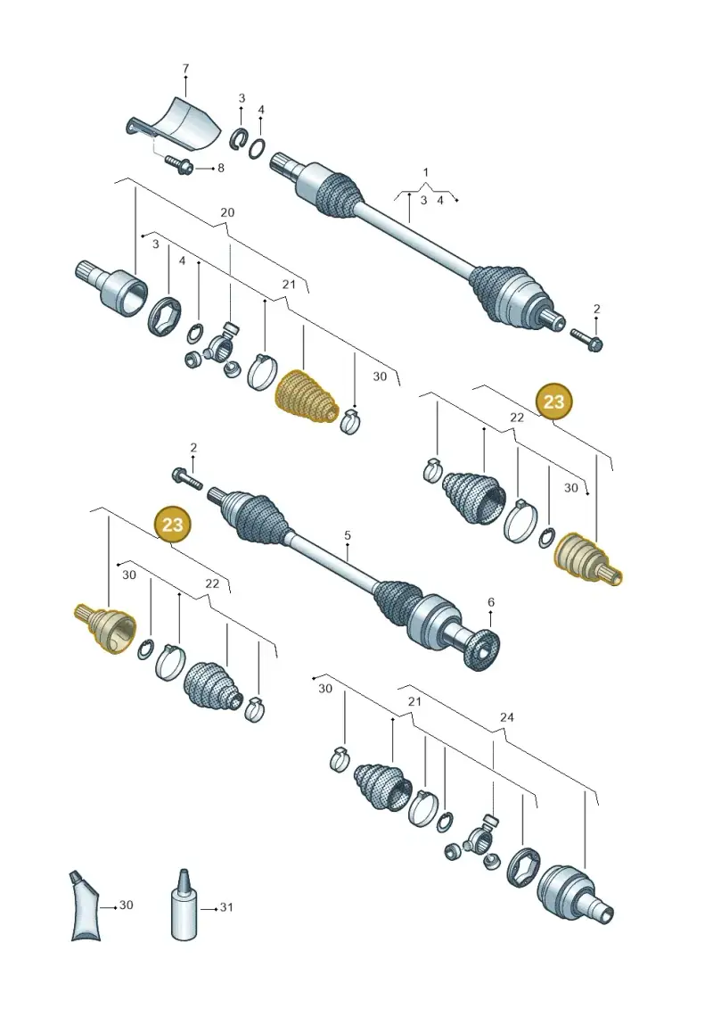 3Q0498099A — Audi RSQ3 Sportback (2019-2024) diagram 884407700, position 23