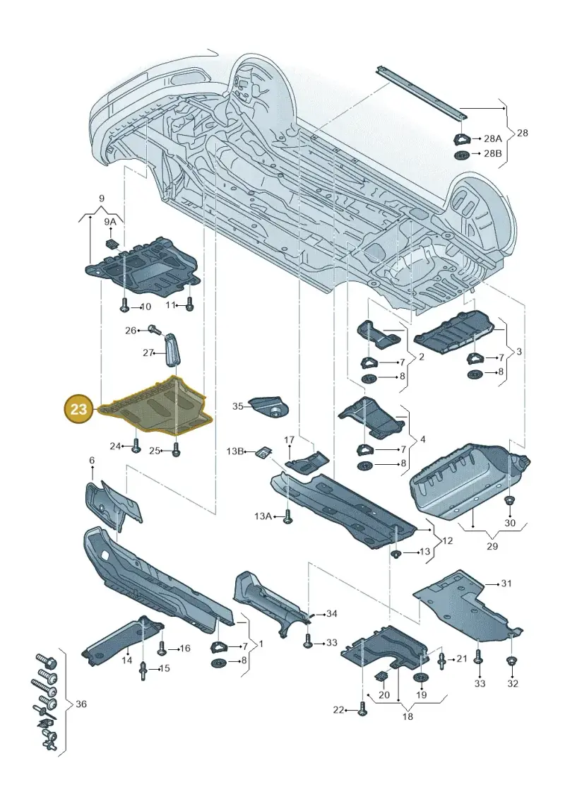 3Q0825902A — Audi A3 Limousine 2.0 (2015-2016) diagram 745825000, position 23