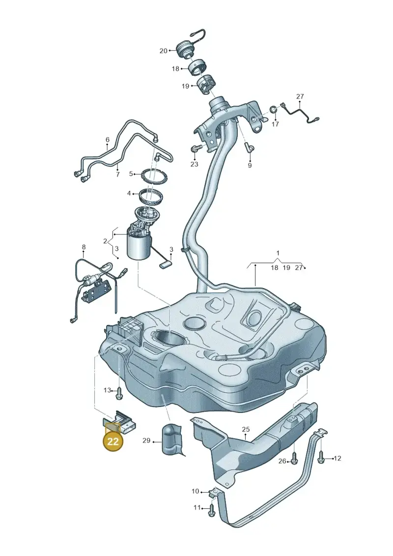 3Q0906121C — Audi A3 Sportback (2019-2021) diagram 596201050, position 22