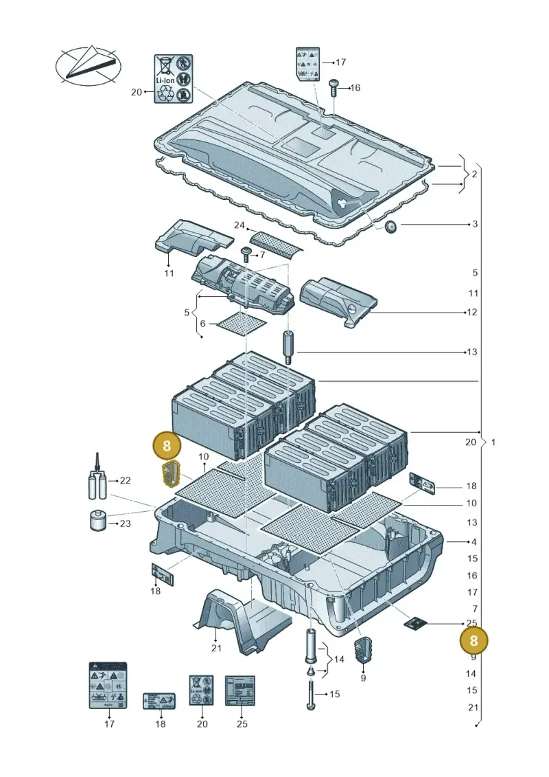 3Q0911457A — Audi A3 Sportback (2016-2020) diagram 890915052, position 8