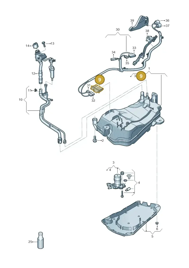 3Q0941329 — Audi A3 Sportback (2019-2021) diagram 596201400, position 9