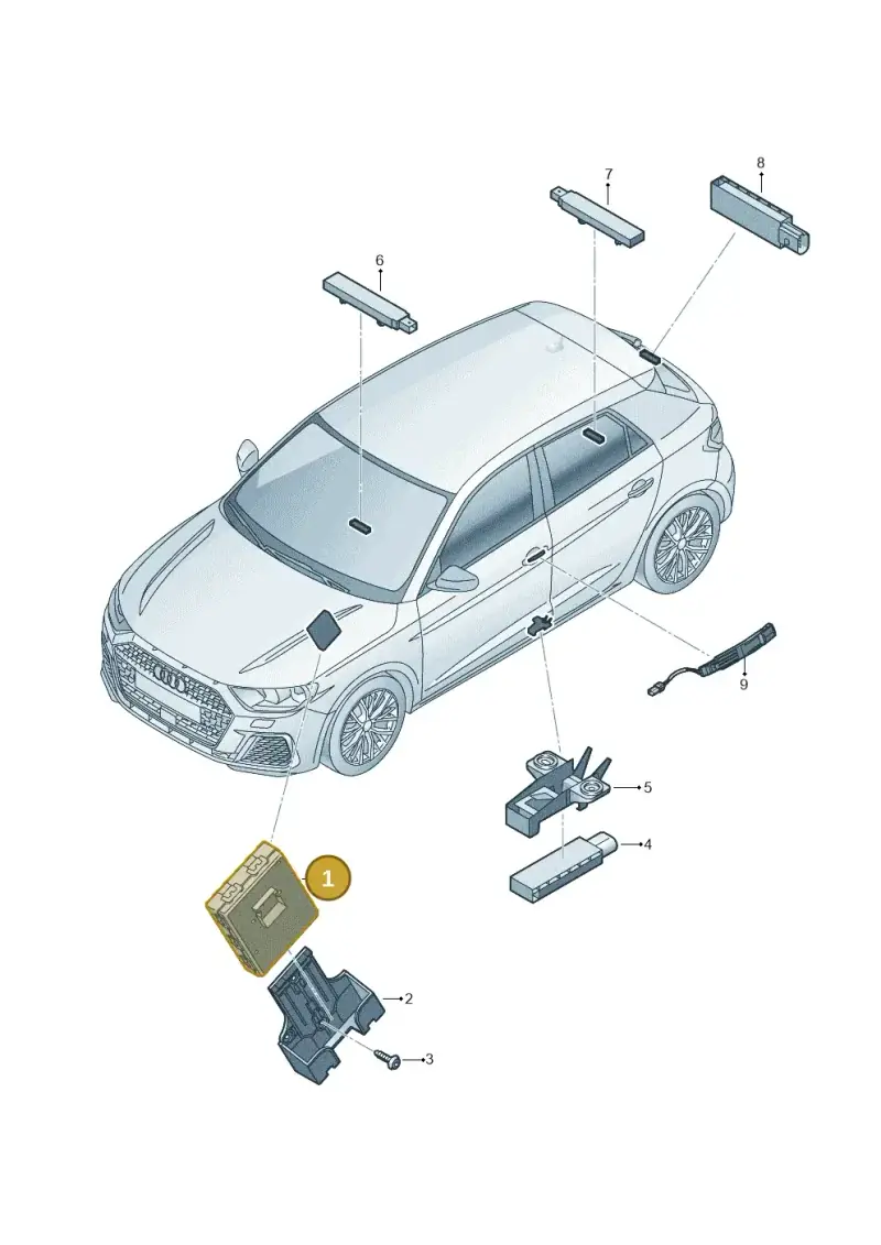 3Q0959435Q — Audi A1 sportback 1.0 (2018-) diagram 592909000, position 1