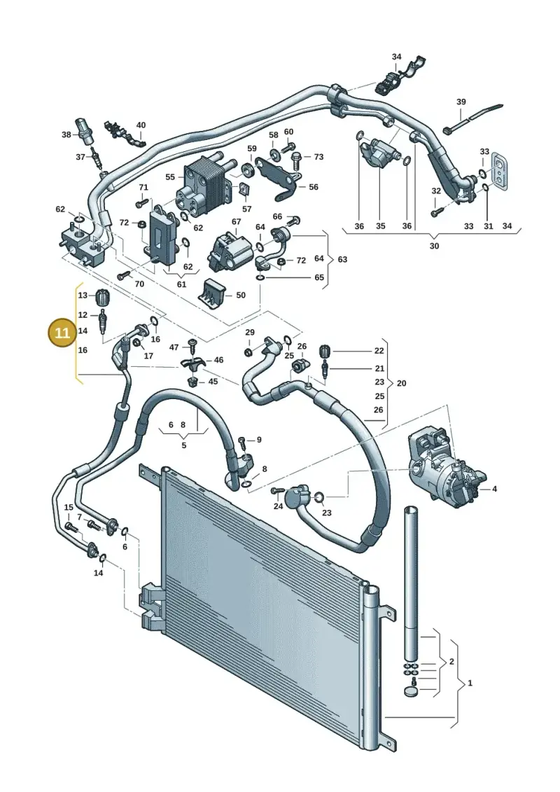 3WA816741E — Audi A3 Sportback (2019-2021) diagram 596260702, position 11