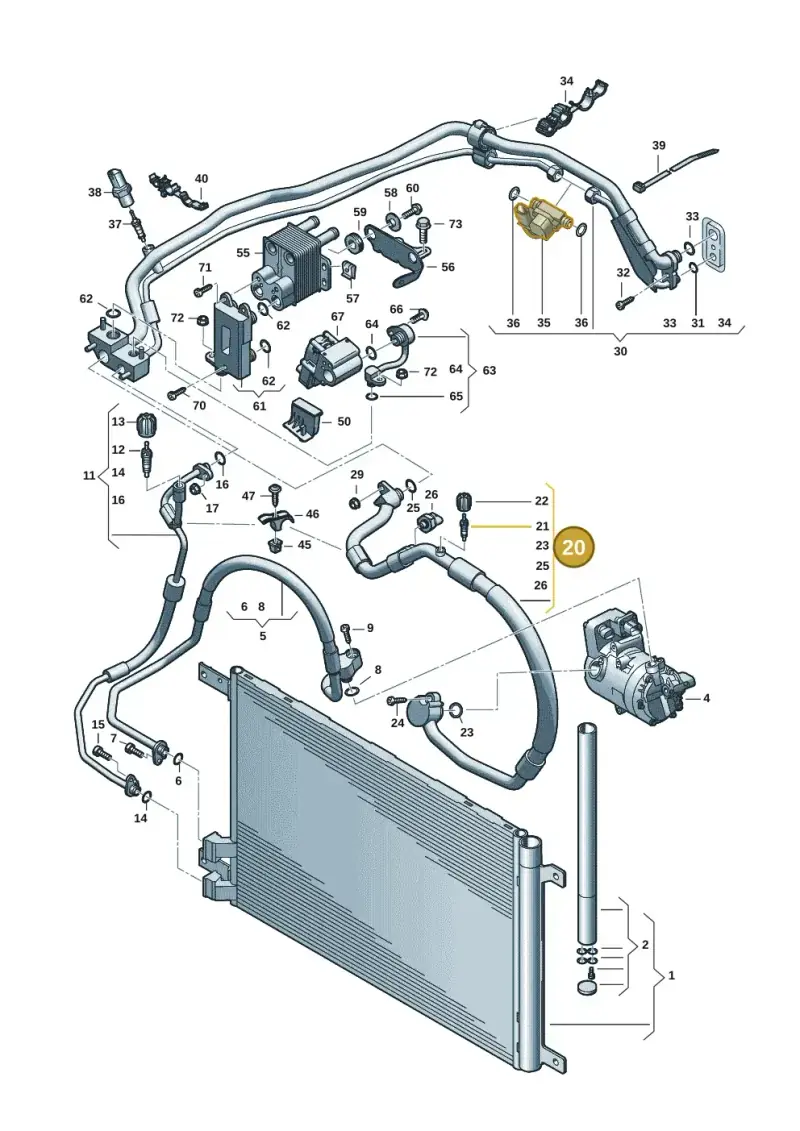 3WA816743C — Audi A3 Sportback (2019-2021) diagram 596260702, position 20