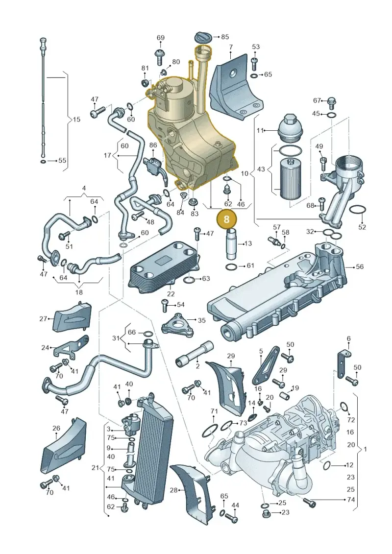 420115373C — Audi R8 qu. 5.2 (2012-2015) diagram 618115100, position 8