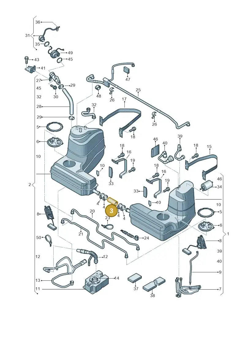 420201143C — Audi R8 qu. 5.2 (2012-2015) diagram 752201000, position 3