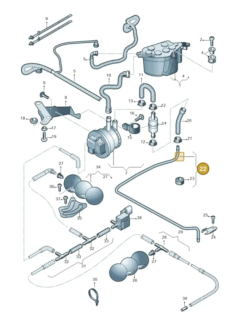 420201411B — Audi R8 qu. 5.2 (2012-2015) diagram 618201600, position 22
