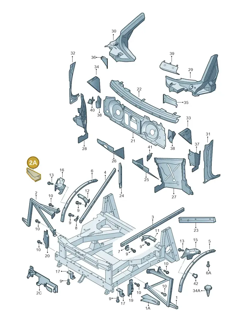 420805372A — Audi R8 qu. 5.2 (2012-2015) diagram 618805000, position 2A