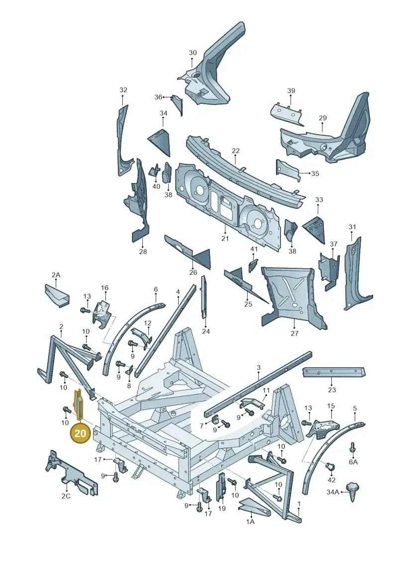 420806592A — Audi R8 qu. 5.2 (2012-2015) diagram 618805000, position 20