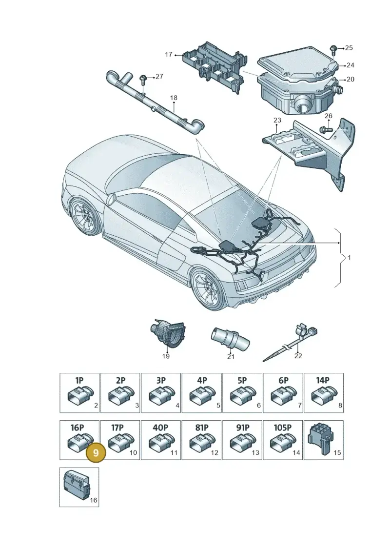 420973716 — Audi R8 Spyder (2015-2024) diagram 872971510, position 9