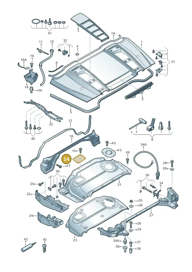 427825184H — Audi R8 qu. 5.2 (2012-2015) diagram 618825700, position 14