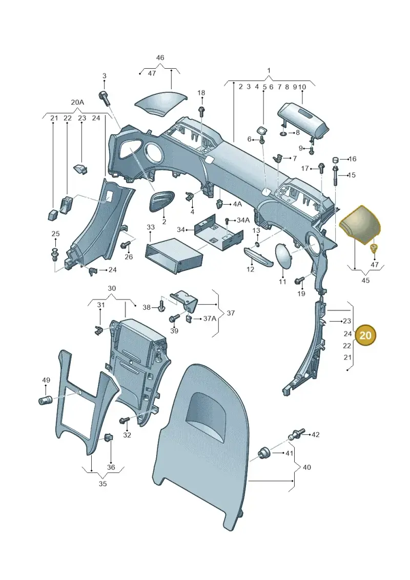427867035C33A — Audi R8 qu. 5.2 (2012-2015) diagram 618867500, position 20