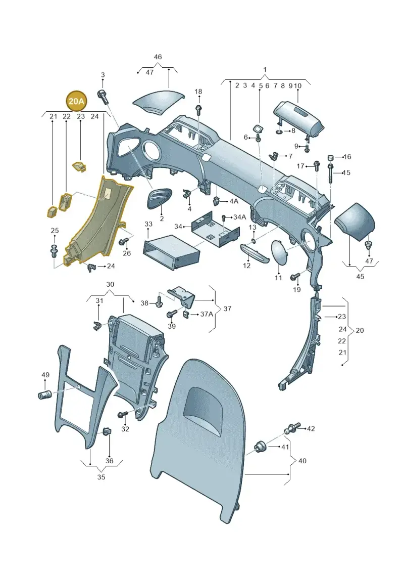 427867036A33A — Audi R8 qu. 5.2 (2012-2015) diagram 618867500, position 20A