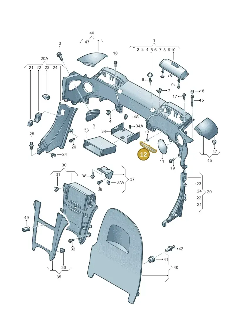427868180A — Audi R8 qu. 5.2 (2012-2015) diagram 618867500, position 12
