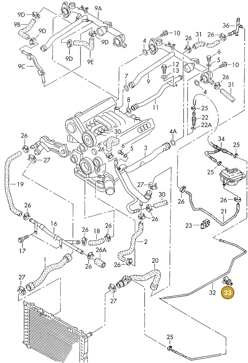 431616823B — Audi A8 quattro (1999-2002) diagram 152121670, position 33