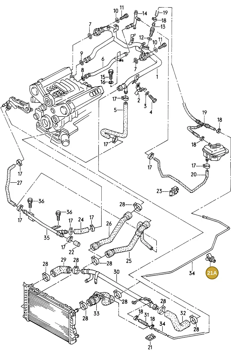 431616823B — Audi A8 (1996-1998) diagram 153121620, position 21A