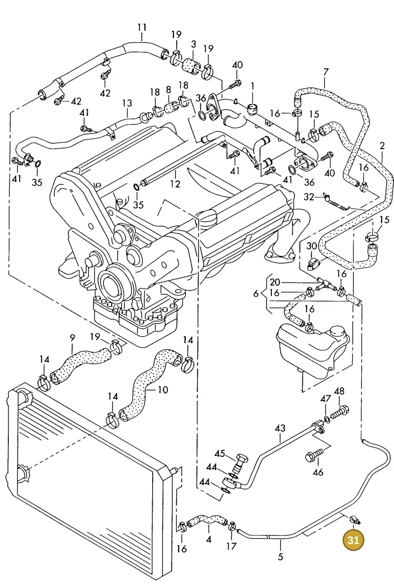 431616823B — Audi A8 quattro (1999-2002) diagram 255121650, position 31