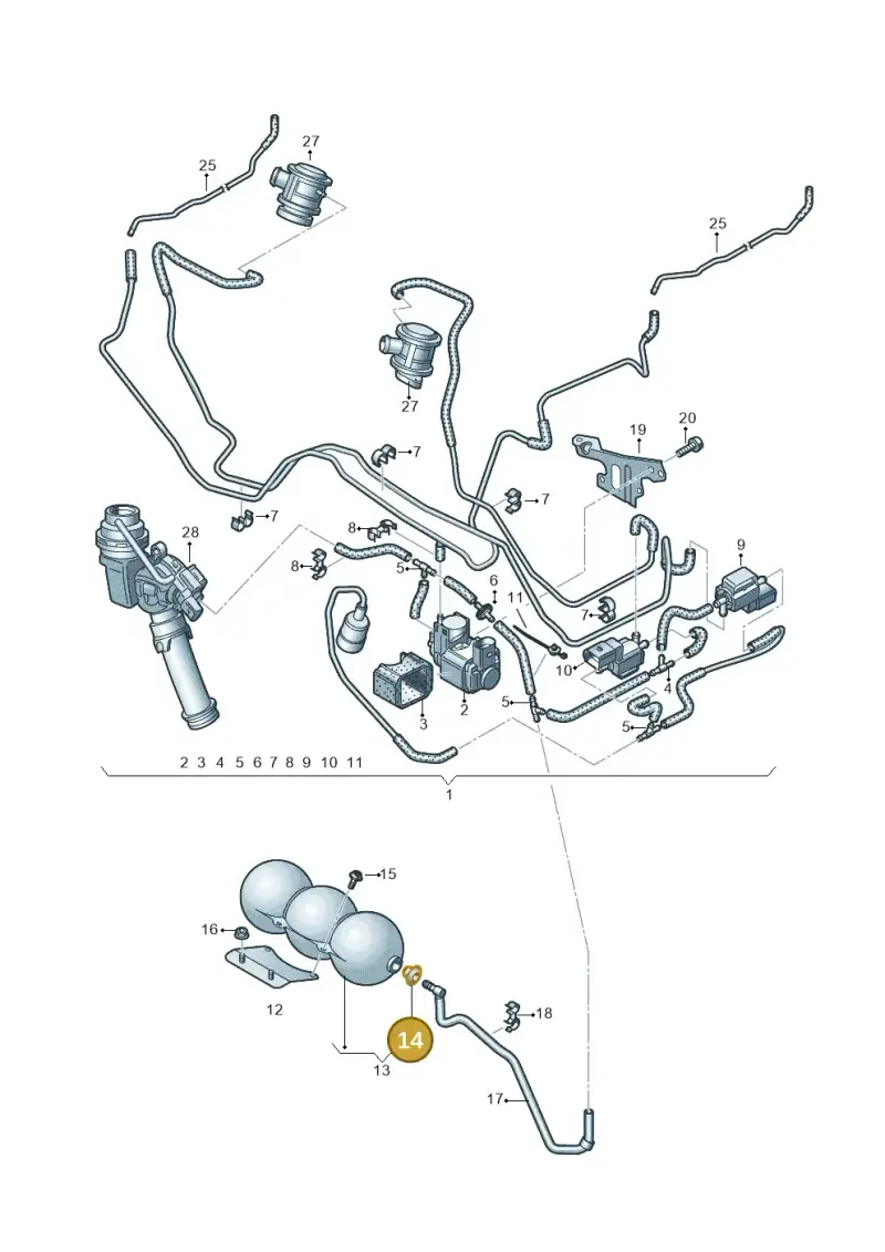 431820667 — Audi A8L qu. 3.0 TDI (2013-2018) diagram 696133330, position 14