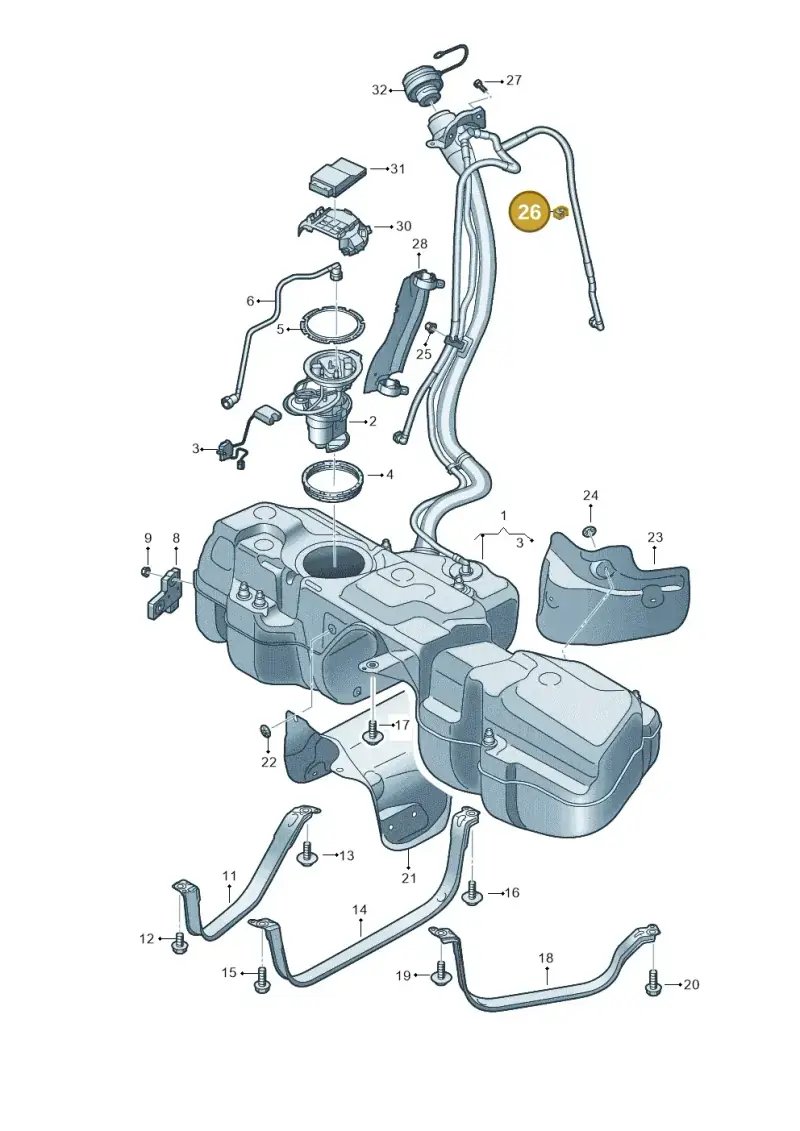443809948 — Audi Q7 qu. 3.0 TDI (2015-2019) diagram 859201011, position 26