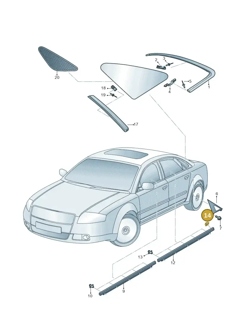 443845237D — Audi A8/S8/qu. lang    08> (2007-) diagram 291853000, position 14