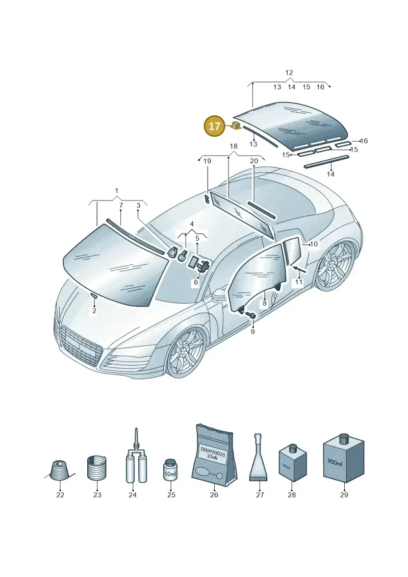 443845237D — Audi R8                08> (2007-) diagram 618845000, position 17