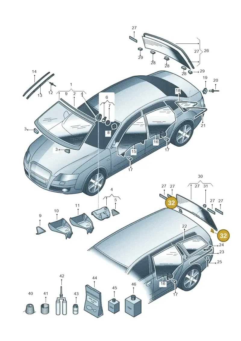 443845237D — Audi A4 Av. Allroad (2008-2016) diagram 636845000, position 32