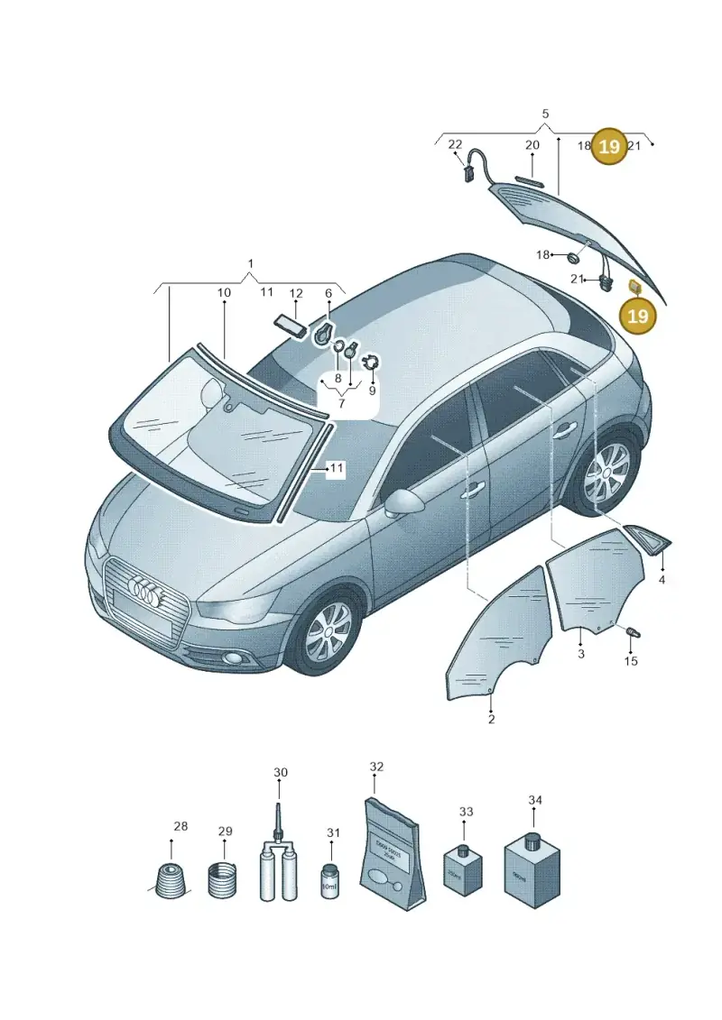 443845237D — Audi A1 Sportback (2010-2015) diagram 708845100, position 19