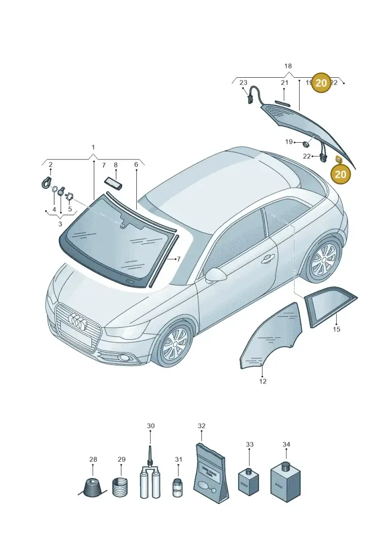 443845237D — Audi A1 Sportback (2014-2018) diagram 792845000, position 20