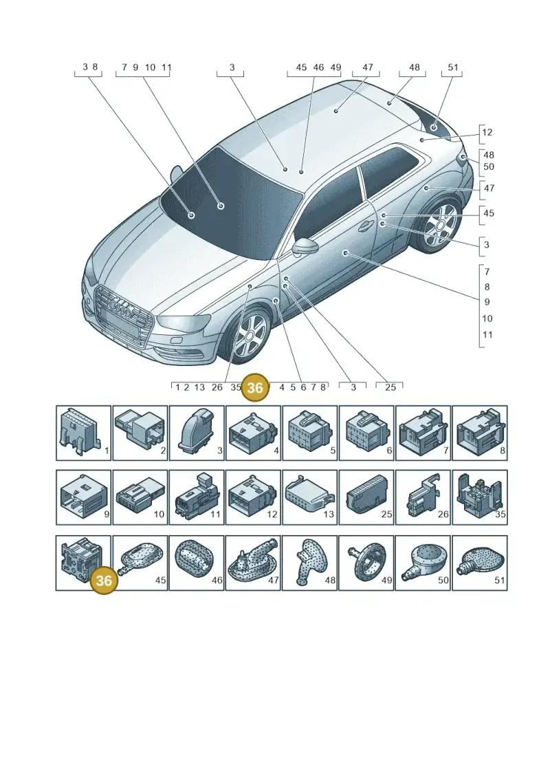 443937528 — Audi RS3 Sportback (2015-2016) diagram 745971790, position 36