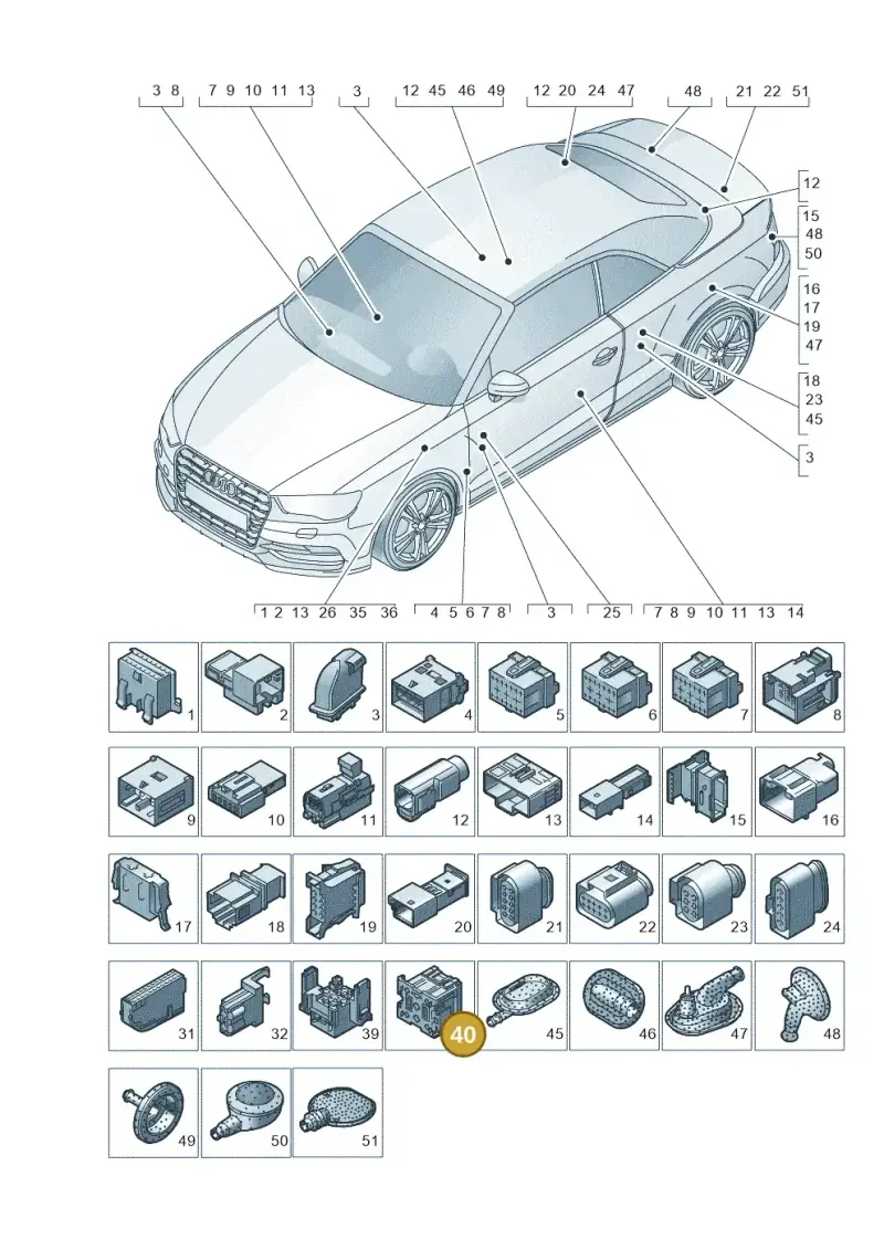 443937528 — Audi A3 Cab. 1.4 (2013-2016) diagram 778971790, position 40