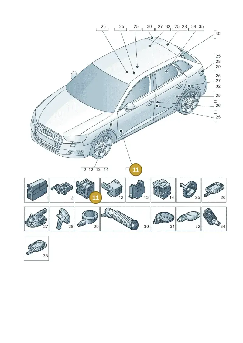 443937528 — Audi RS3 Limousine (2017-2020) diagram 890971780, position 11