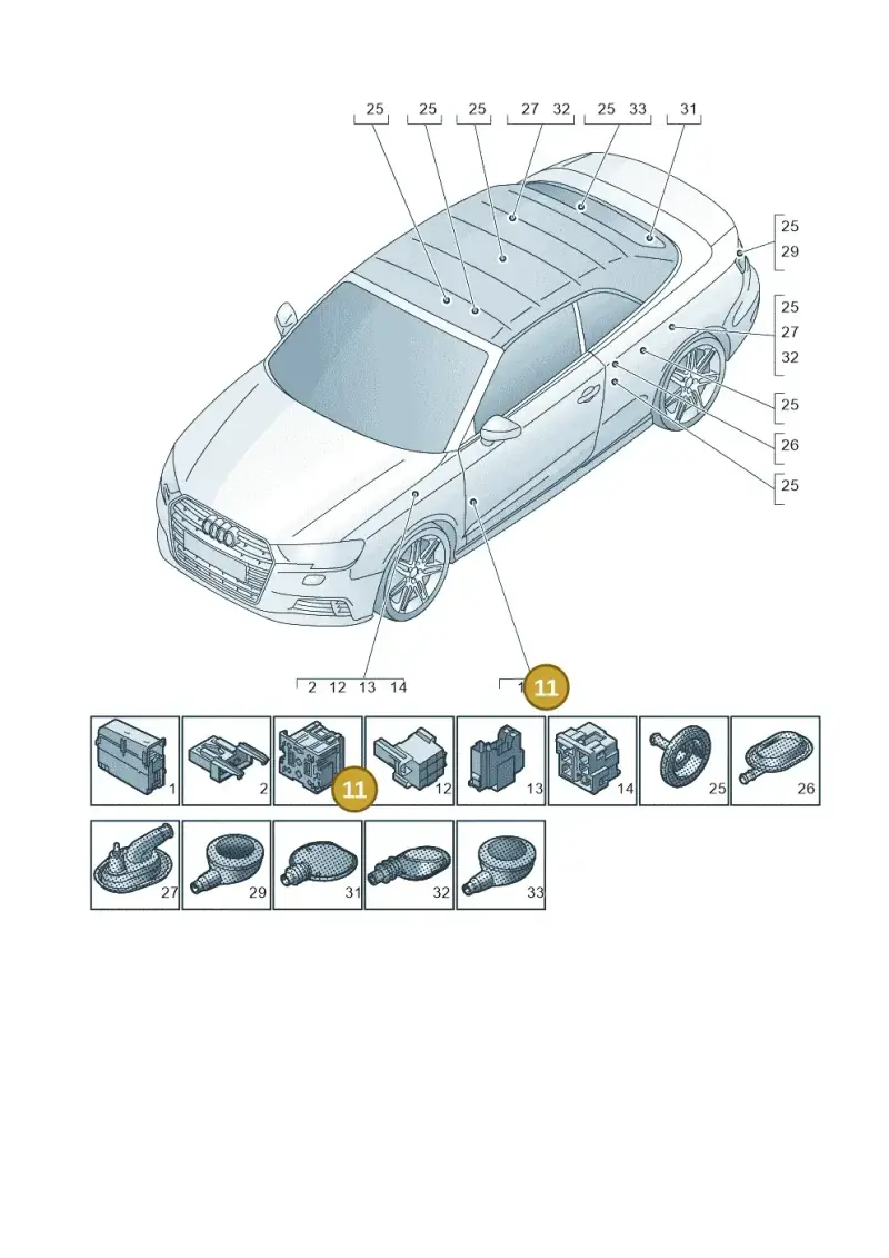 443937528 — Audi A3 Cabrio (2016-2020) diagram 891971780, position 11