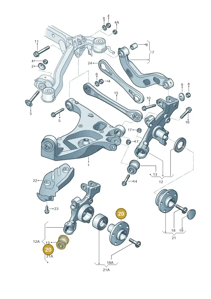 4A0407615G — Audi A4/S4 Cabrio./qu. 07> (2006-) diagram 249505050, position 20