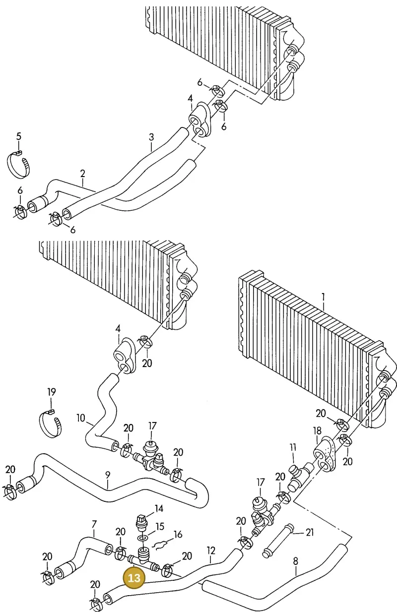 4A0819497 — Audi A6/S6/Wg.qu.F>4A (1996-1997) diagram 118819500, position 13