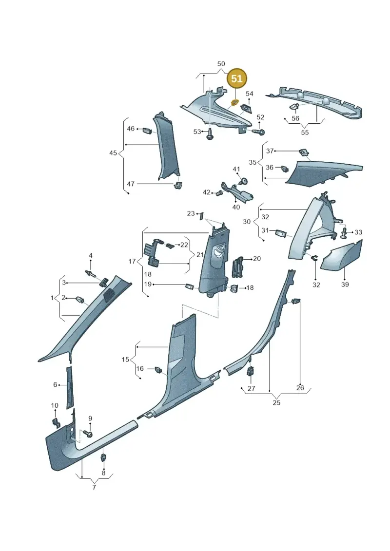 4A0867276 — Audi A6 2.0 (2018-) diagram 430867650, position 51