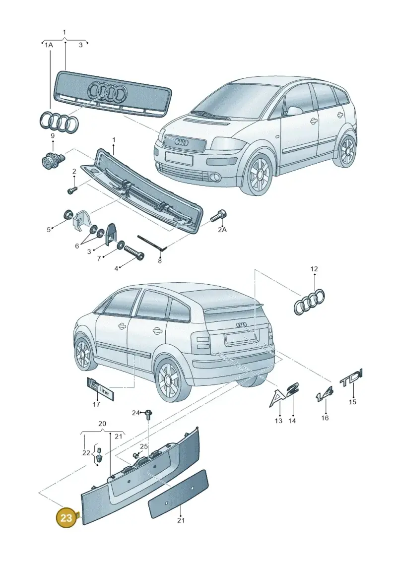 4A0877665 — Audi A2 (2000-2005) diagram 248853300, position 23