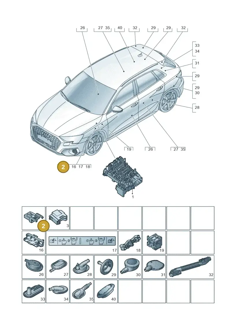 4A0937530A — Audi A3 Sportback (2019-2021) diagram 596971810, position 2