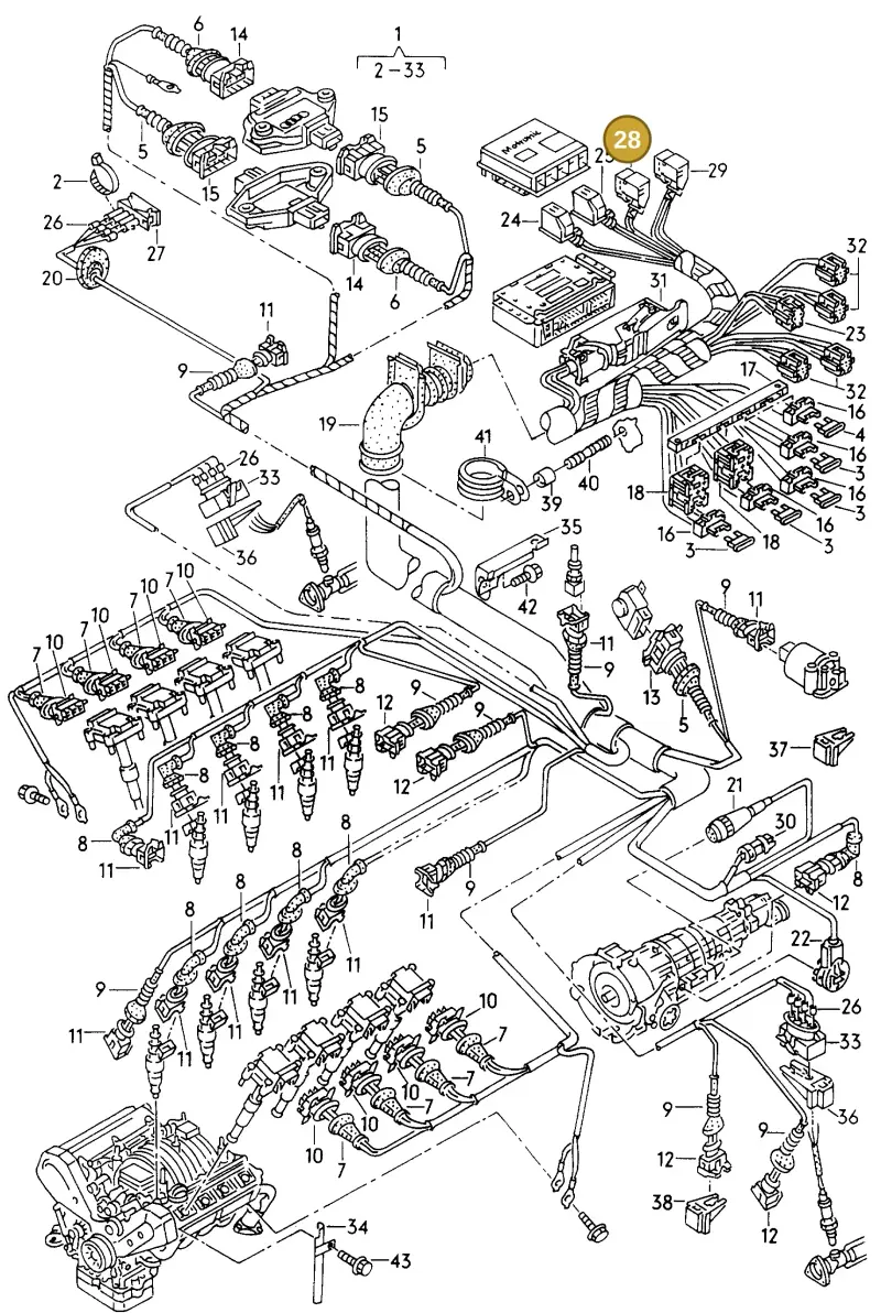 4A0972805B — Audi A8 (1996-1998) diagram 153971600, position 28