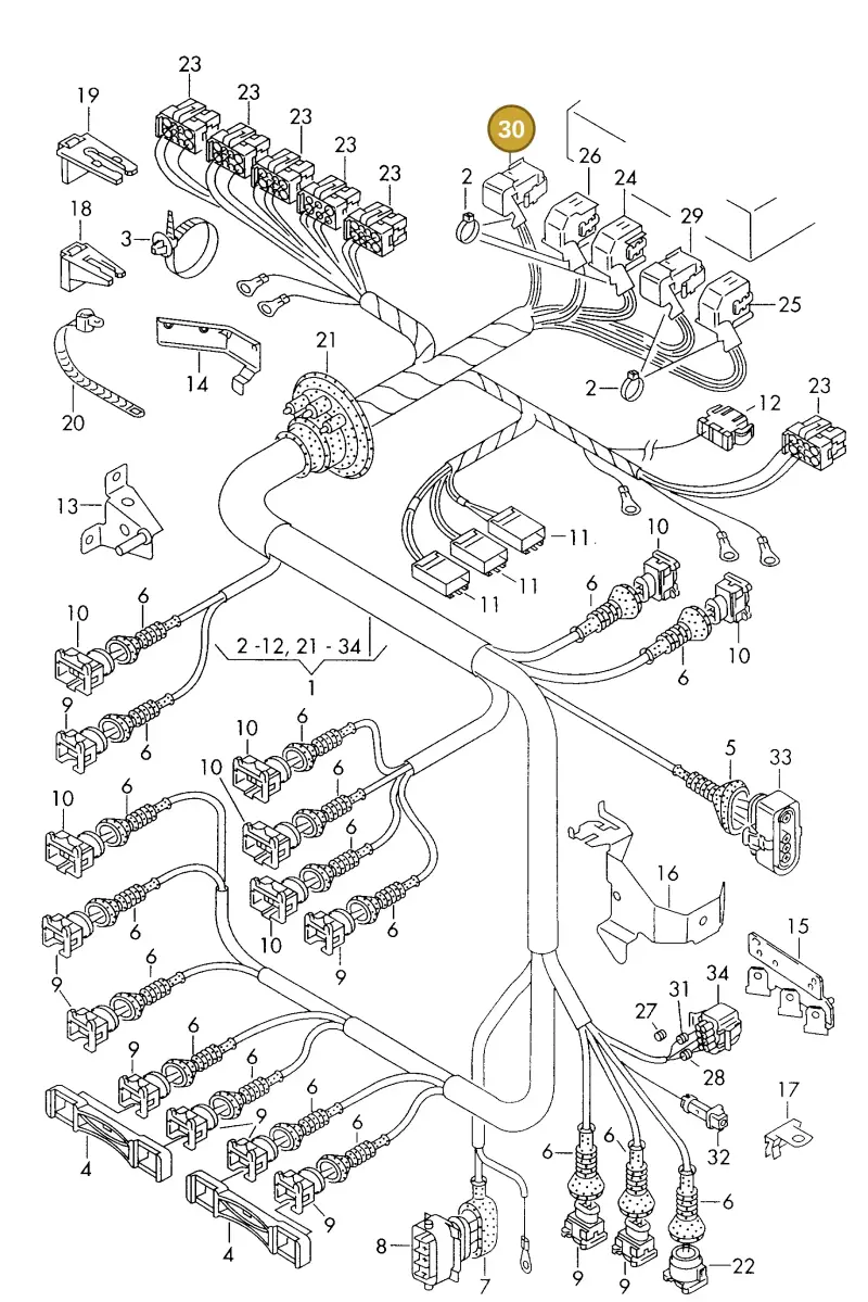 4A0972805C — Audi A6/S6/Wg.qu.F>4A (1996-1997) diagram 168971160, position 30