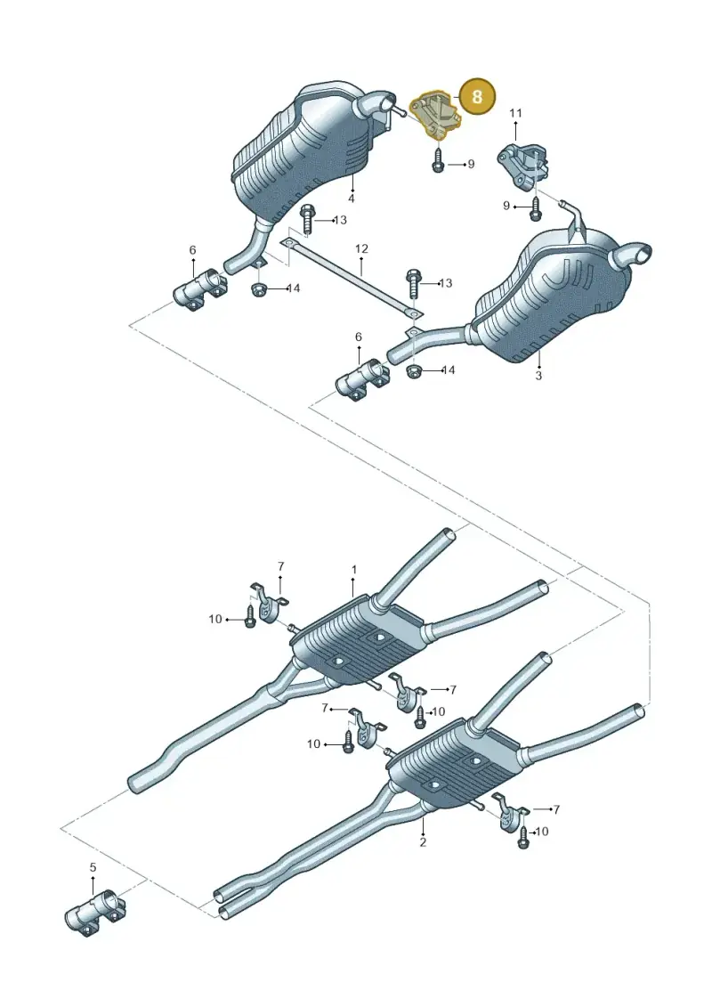4B0253144K — Audi RS6 qu. (2003-2004) diagram 264253830, position 8