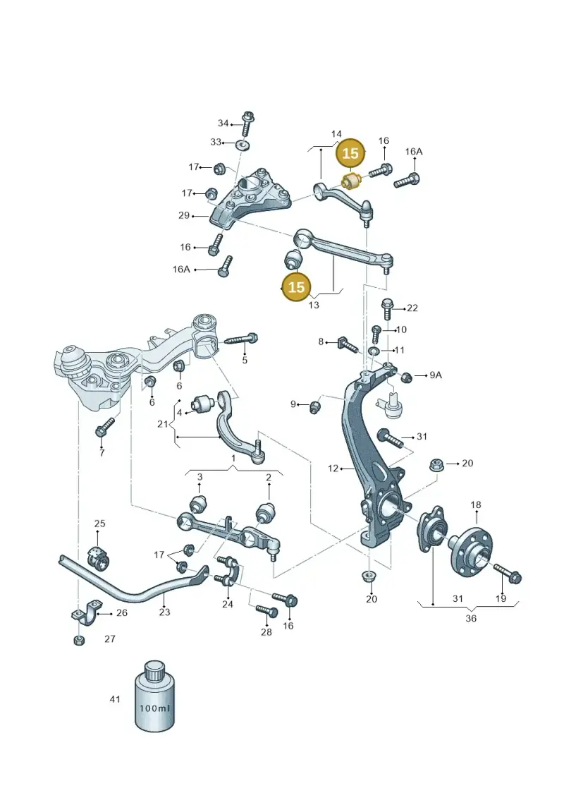 4B0407515 — Audi A4/S4 Cabrio./qu. (2002-2006) diagram 233407000, position 15