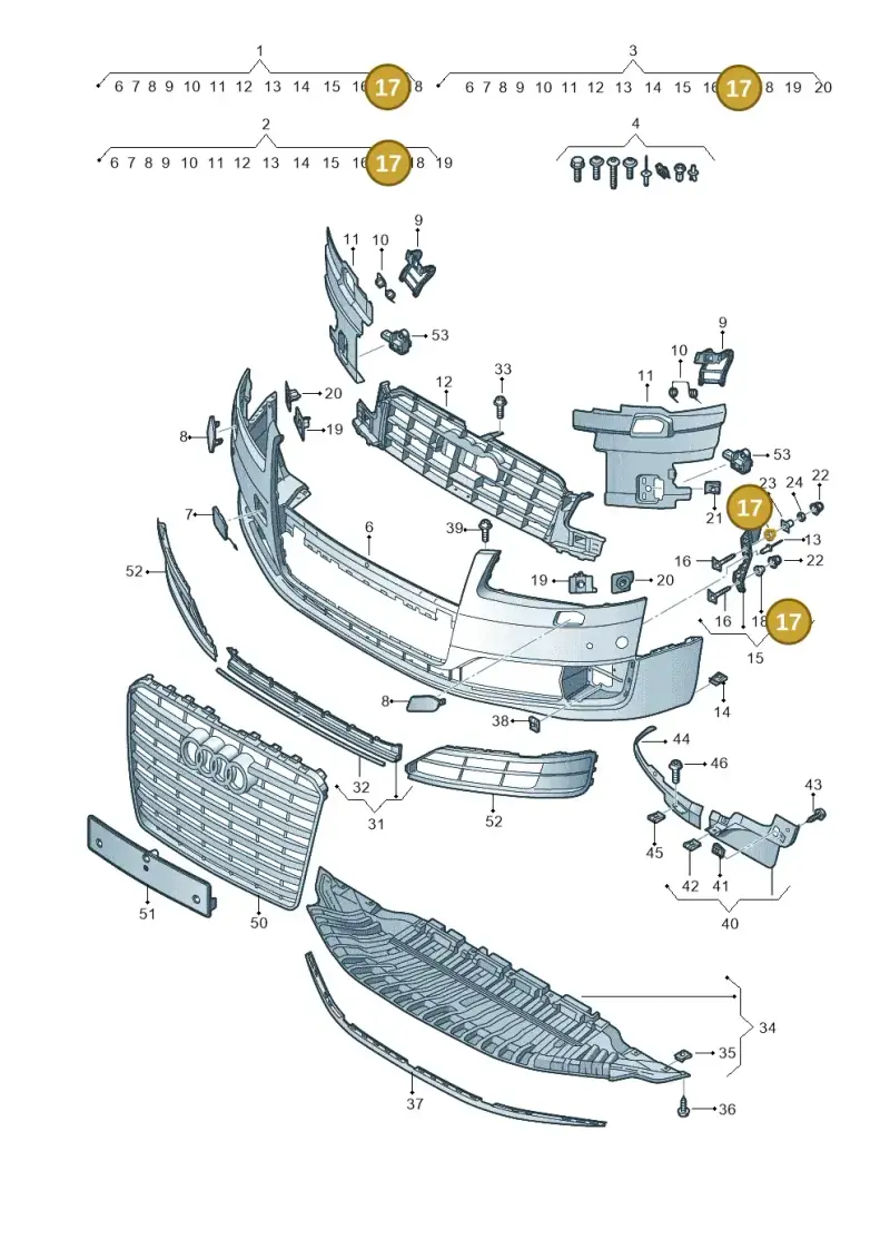4B0807467B — Audi A8L qu. 3.0 TDI (2013-2018) diagram 771807100, position 17
