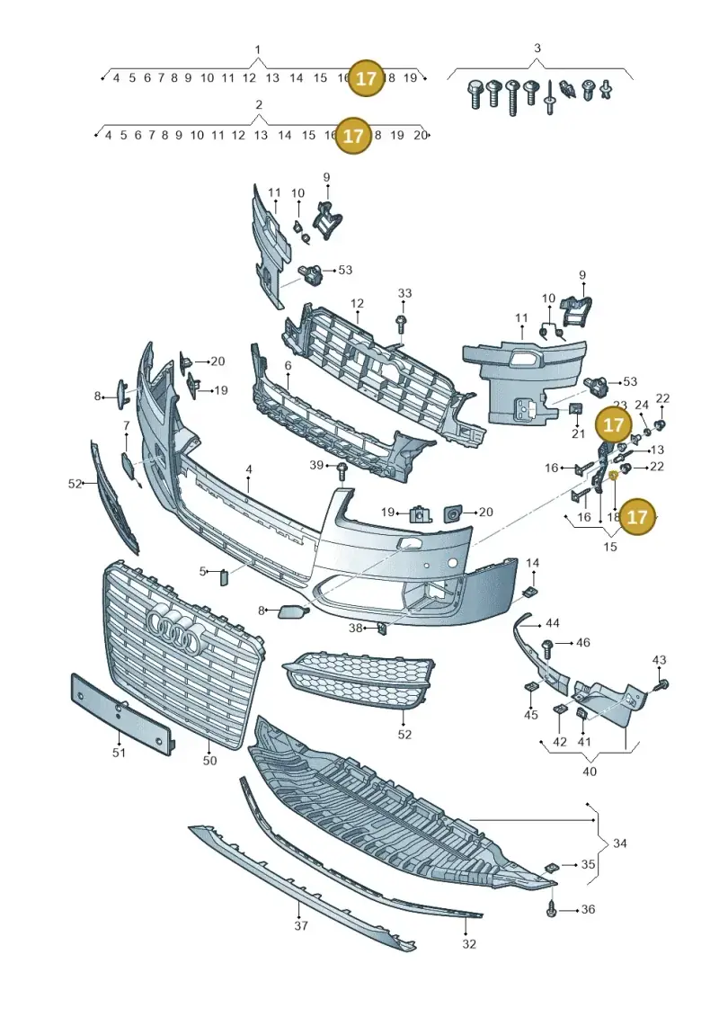 4B0807467B — Audi A8L qu. 3.0 TDI (2013-2018) diagram 771807200, position 17