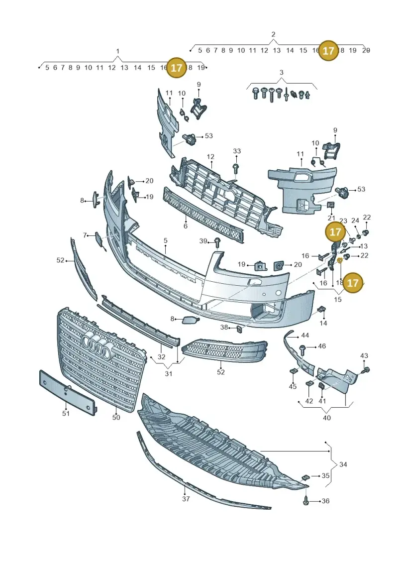4B0807467B — Audi A8L qu. 3.0 TDI (2013-2018) diagram 771807300, position 17