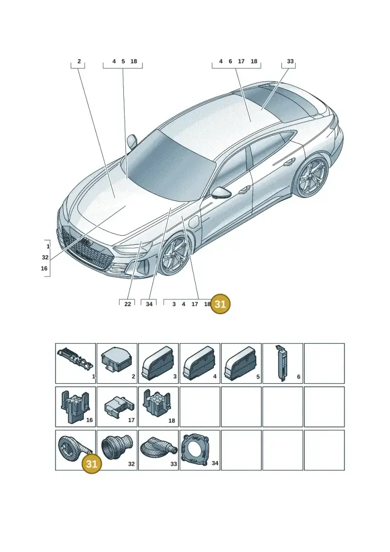4B0971908 — Audi RS e-tron GT (2020-2020) diagram 4j1971810, position 31