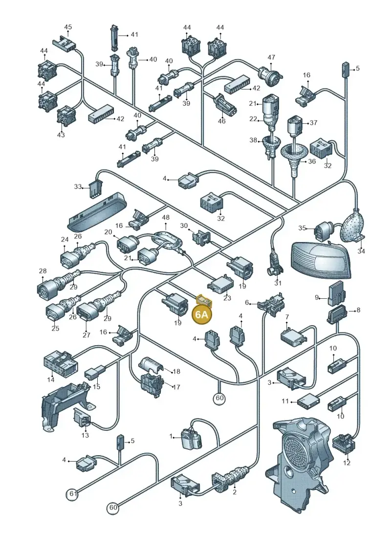 4B0971992 — Audi A3 Sportback (2008-2013) diagram 646971830, position 6A